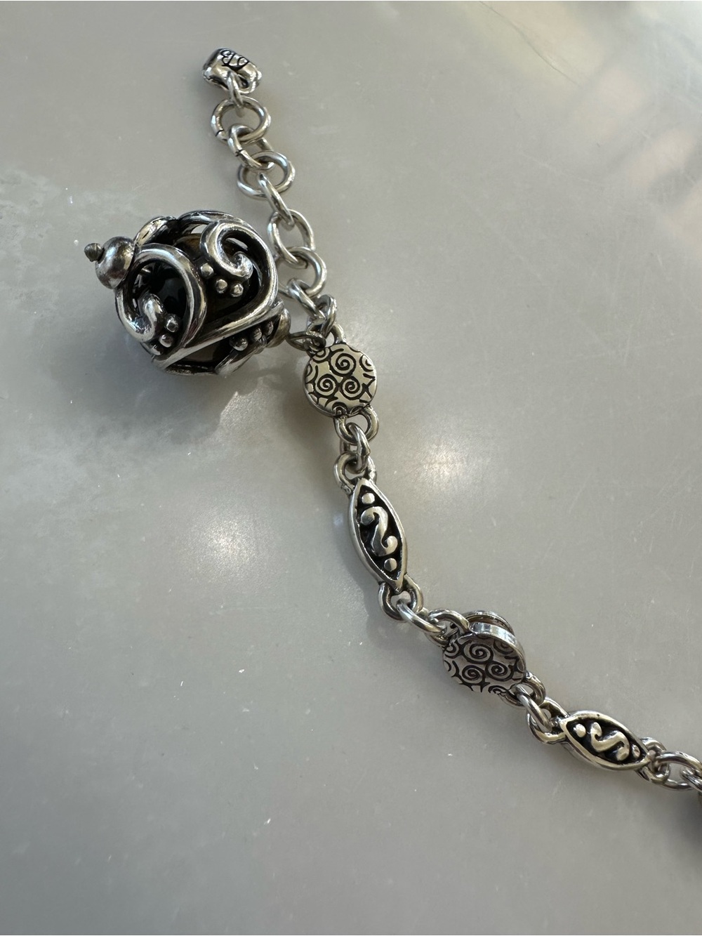 Brighton Silver, Brown Tiger's Eye Charm Bracelet - Picture 13 of 13